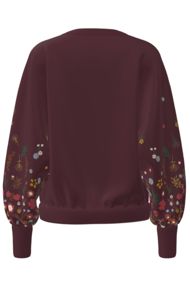 ONLBROOKE L/S O-NECK FLOWER SWT NOO 15216364 WINDSOR WINE/SLEEVE FLO